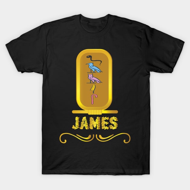 JAMES-American names in hieroglyphic letters-James, name in a Pharaonic Khartouch-Hieroglyphic pharaonic names T-Shirt by egygraphics